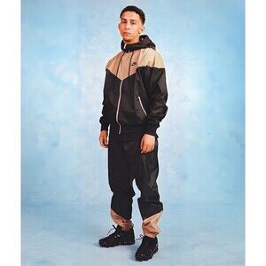 Nike Rare Windrunner Track Suit Jacket Pants Gold Tan Black Nylon Small